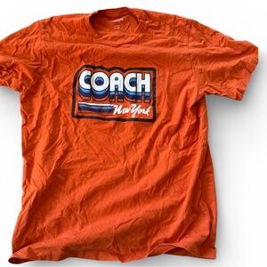 Coach Men's Bold Orange Tee with Graphic Logo L